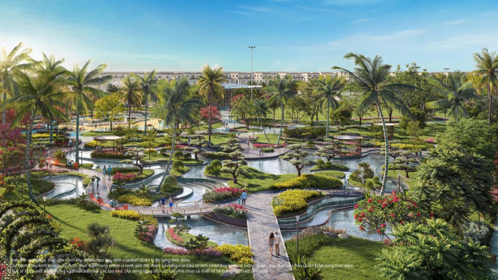 Hồ điều hòa và cảnh quan xanh tại Vinhomes Golden City Dương Kinh