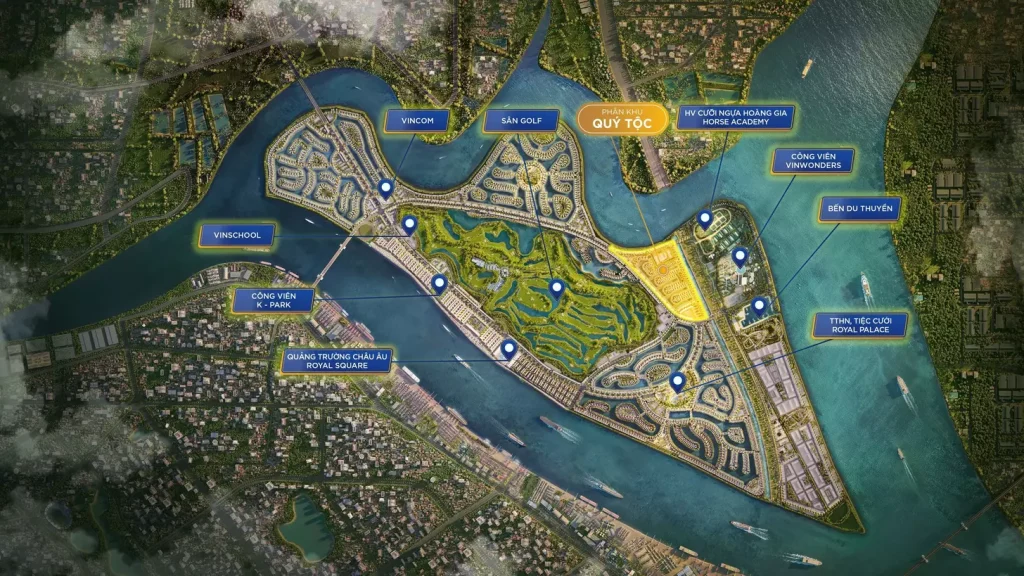 Tổng thể Phân khu Hoàng Gia Vinhomes Vũ Yên Đảo Cọ Dubai