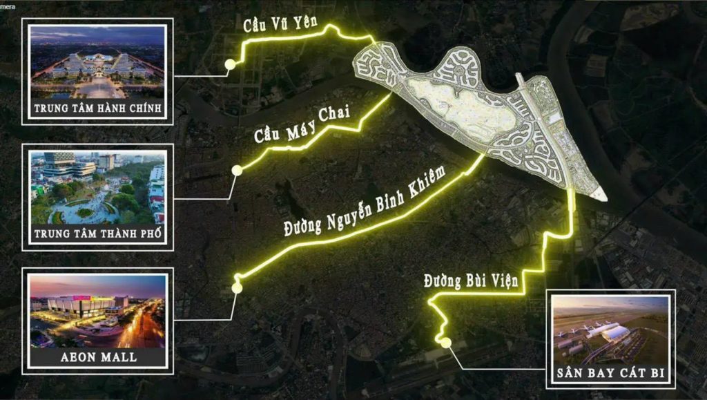 Bản đồ vị trí dự án Vinhomes Vũ Yên Hải Phòng và các tuyến giao thông kết nối