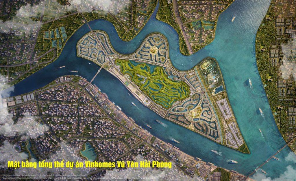 Mặt bằng tổng thể dự án Vinhomes Vũ Yên Hải Phòng với 11 phân khu chức năng và hệ thống tiện ích