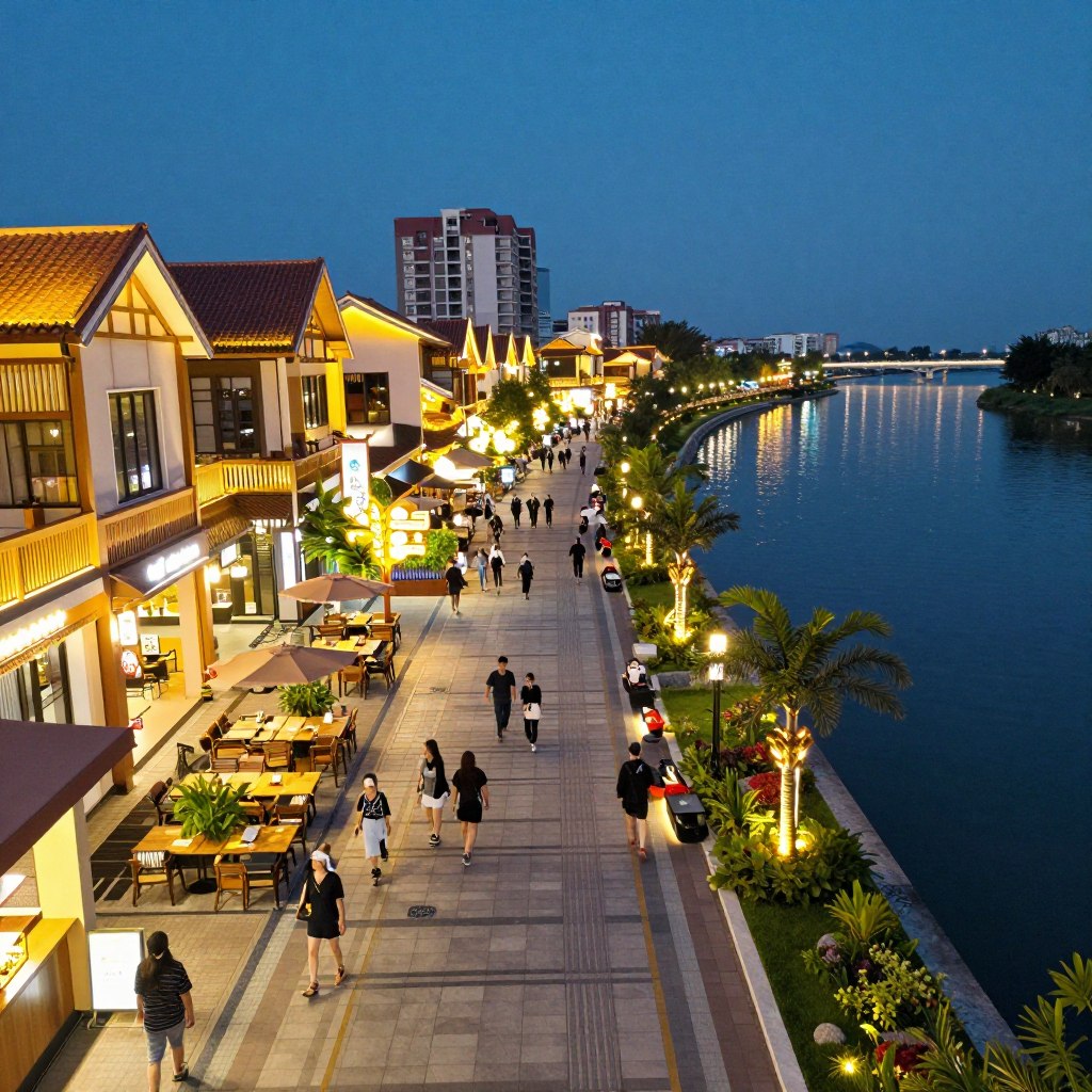 Phố đi bộ River Walk dài 3km tại Vinhomes Vũ Yên